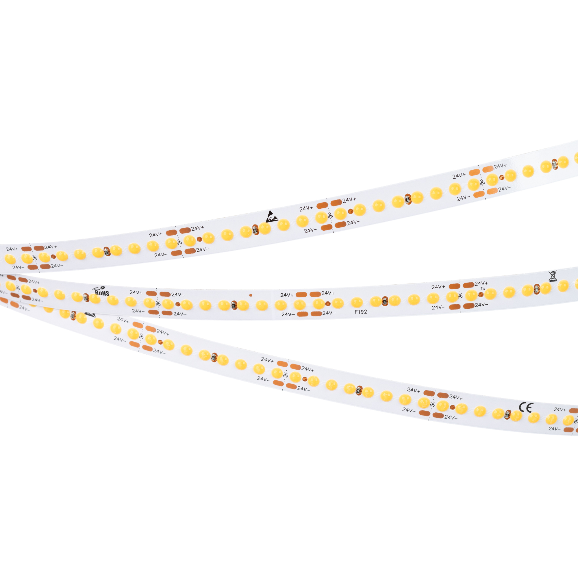 Лента DOT-X192-10mm 24V Warm3000 (16 W/m, IP20, 5m) 040237 - Лента DOT с видимой световой точкой. Светодиод Point Light, 192 шт/м (960 шт на 5 м), белая плата, ширина 10 мм, скотч 3M. Цвет ТЕПЛЫЙ 3000 K, цветопередача CRI>80, угол 140°. Питание 24 В, мощн