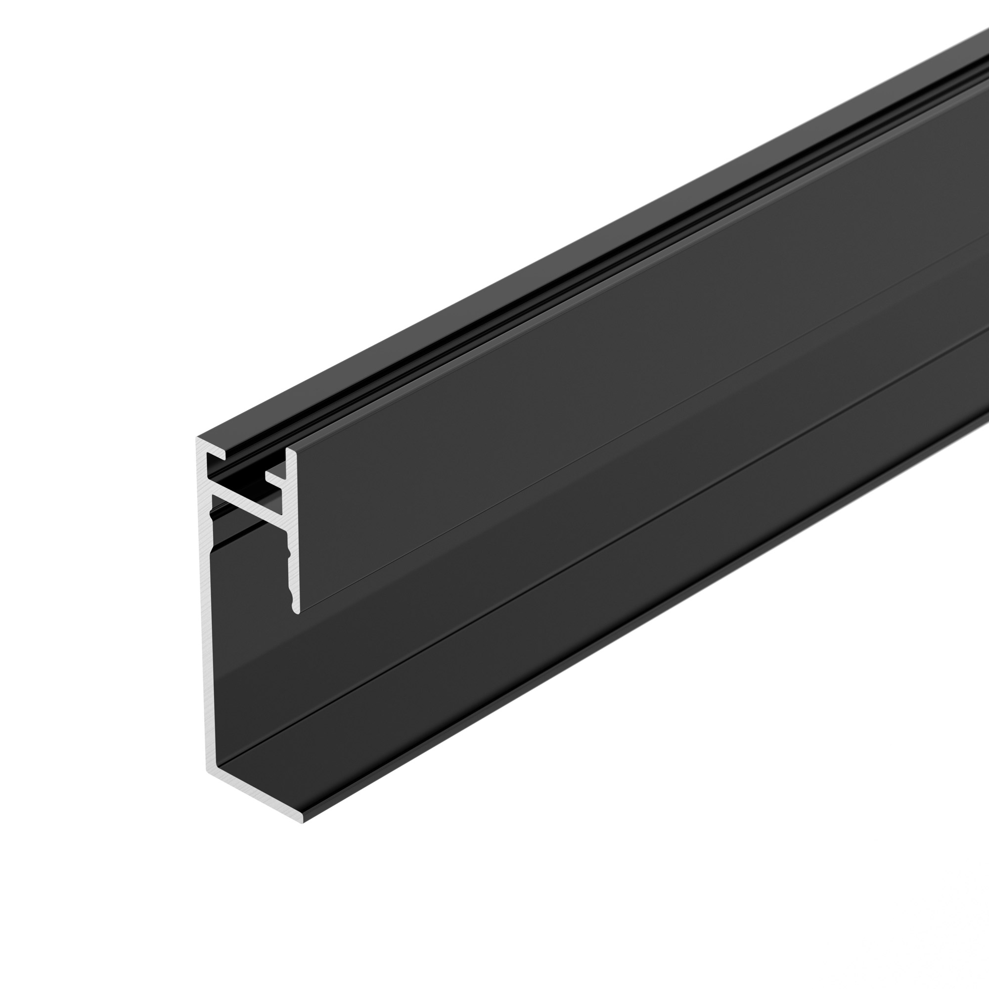 Профиль PLINTUS-H35-F-2000 BLACK 043599 - Алюминиевый профиль-плинтус для светодиодных лент и линеек. Цвет - черный RAL9005 (порошковая окраска). Габаритные размеры (LхWхH): 2000x11,2x34,4 мм. Ширина площадки для ленты 8,2 мм. Аксессуары приобретаются отд
