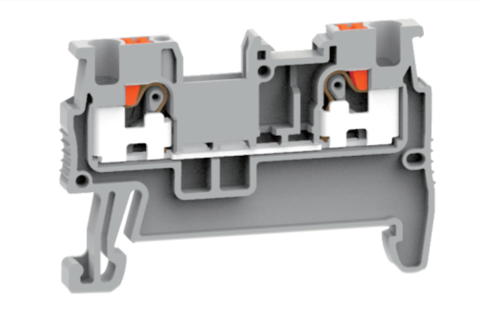 Проходная клемма UJ6-1.5 - Проходная клемма, тип фиксации провода: push-in, номинальное сечение: 1,5 мм кв., 17,5A, 500V, ширина: 3,5 мм, цвет: серый, тип монтажа: DIN 35