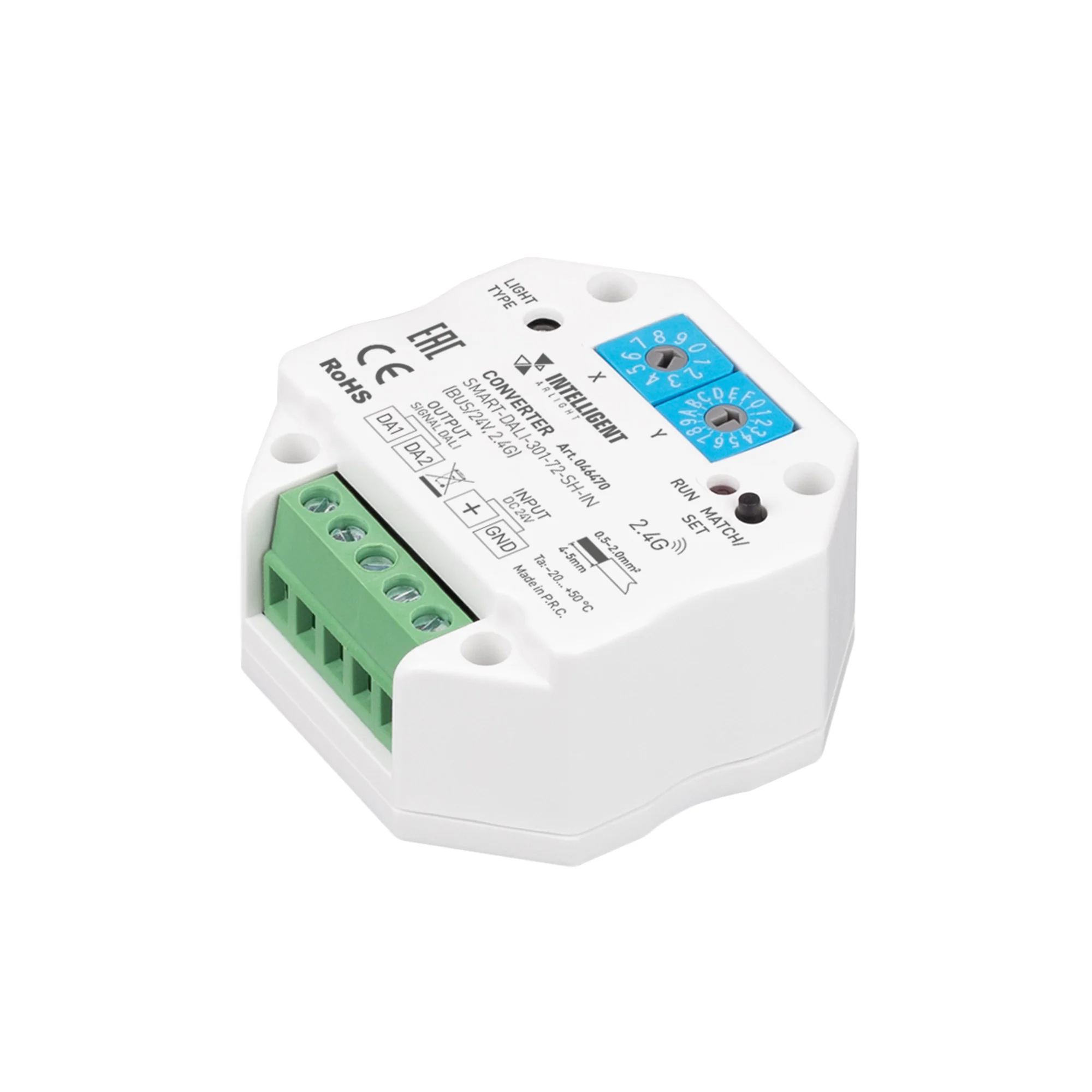 Конвертер INTELLIGENT ARLIGHT SMART-DALI-301-72-SH-IN (BUS/24V, 2.4G) (IARL, IP20 пластик, 5 лет)