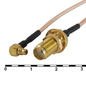 MMCX-M/SMA-F RG-178U 15CM - Разъем высокочастотный, кабельная сборка RG178U MMCX штекер - SMA гнездо, длина 15 см