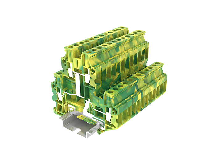 Заземляющая клемма TUD4-2-PE - Заземляющая этажная клемма тип фиксации провода: винтовой, номинальное сечение: 4 мм кв., ширина: 6,2 мм, цвет: желто-зеленый, тип монтажа: DIN 35