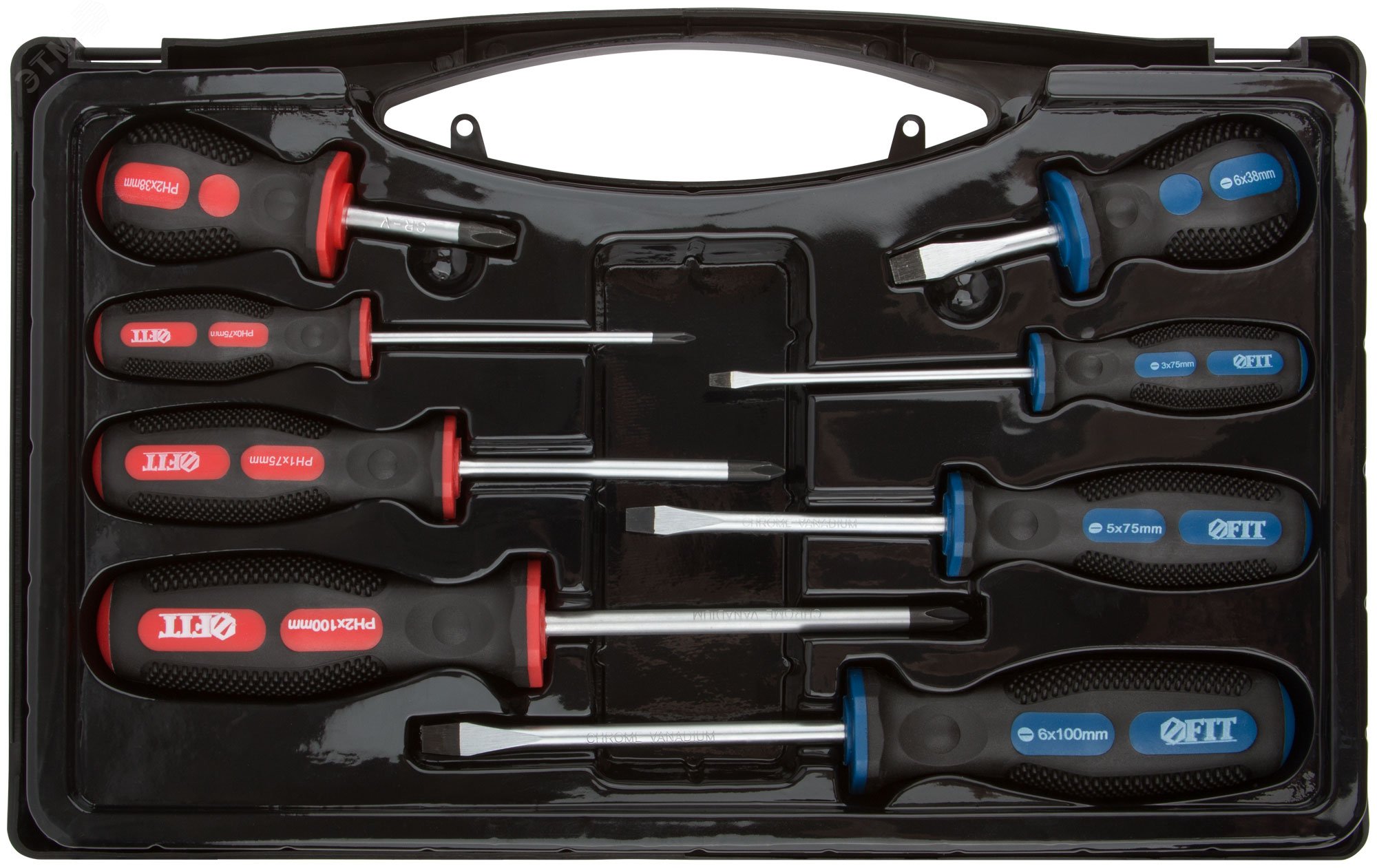 Отвертки ""Универсал"" Профи, CrV сталь, прорезиненные ручки, в чемоданчике, набор 8 шт 56042