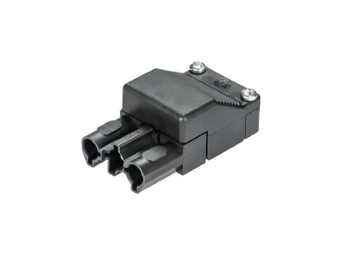 Разъем GESIS ST18/3B1 ZE SW FL - Розеточный разъем на кабель, для двух кабелей, диам. 5,5 - 7,2 мм, 3 полюса, винтовая фиксация, номинальное напряжение: 250V, номинальный ток: 16A, цвет корпуса: черный, цвет контактной вставки: черный, серия gesis ST18/3