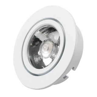 Светодиодный светильник LTM-R65WH 5W Day White 10deg 020767 - Врезной круглый мебельный светильник 5Вт, корпус белый алюминий. Цвет ДНЕВНОЙ БЕЛЫЙ 4000K. Светодиод 1х5W Bridgelux. CRI>80, Св.поток 350-400лм, наклоняемая ось, угол 10°. Питание 180-240VAC, 5