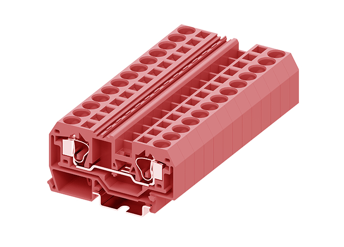 Проходная клемма 210923 - Проходная клемма, TA10, тип фиксации провода: пружинный, номинальное сечение: 10 мм кв., 57A, 800V, ширина: 10 мм, цвет: красный, тип монтажа: DIN 35