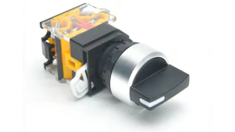 Переключатель  DT22M-S2R11/BL - Переключатель 2 положения, в сборе, без фиксации, 24 - 380VAC / DC, 0,6 - 10A, без подсветки, черный, диаметр отверстия: 22 мм, металлическая обойма кнопки