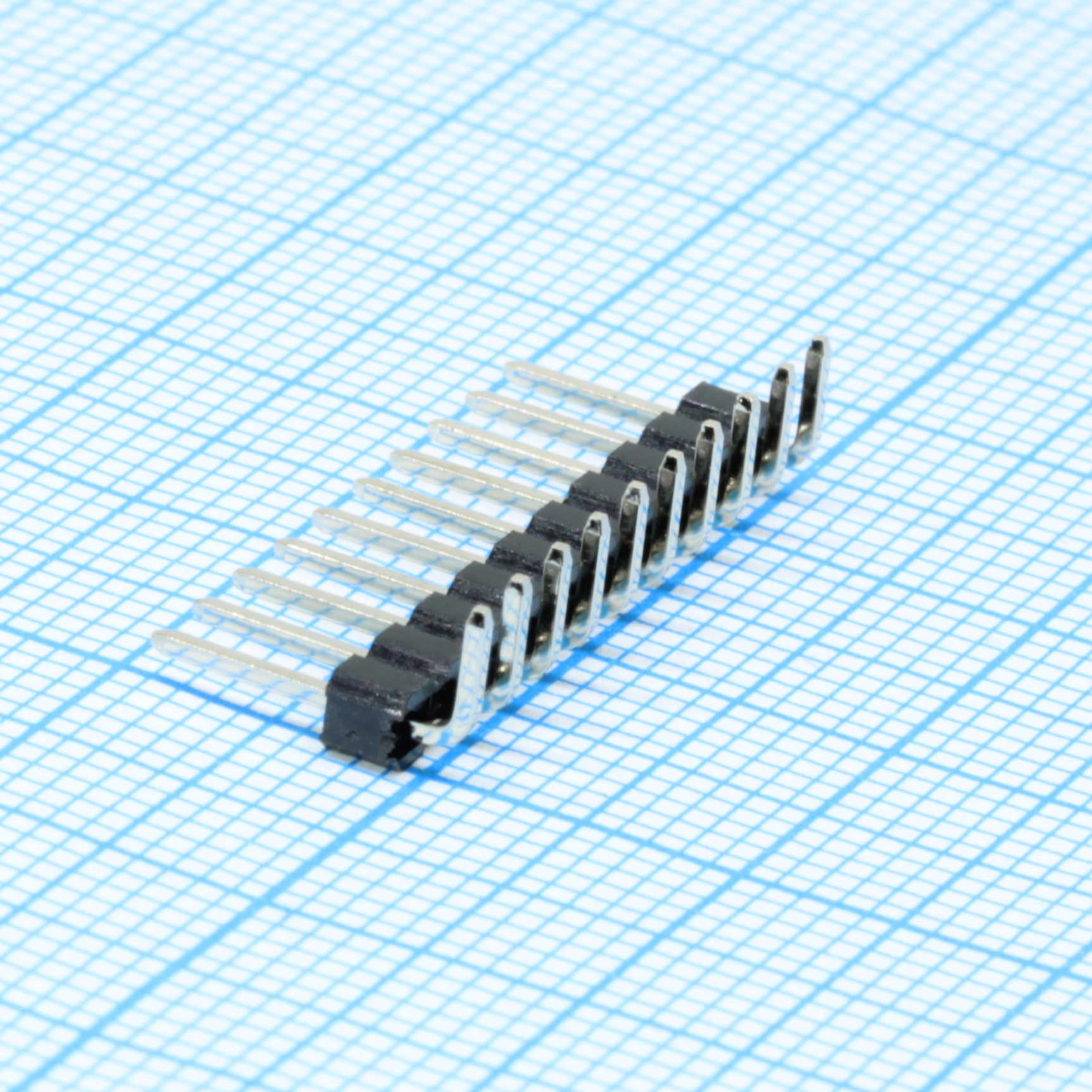 DS1022-1X10RDF11-B - Соединитель штыревой, вилка на плату однорядная угловая 10pin(1x10), шаг 2.54мм (A=3mm, B=6mm, C=6.07mm), тип - D
