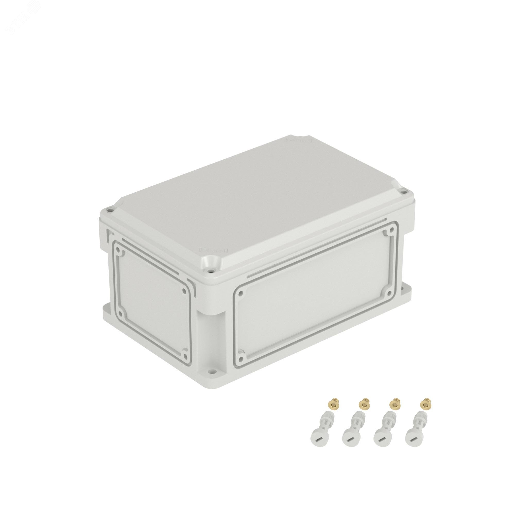 Корпус 300х200х146мм IP67 с непрозр. крышкой 21мм с фланцами пластик. 532210