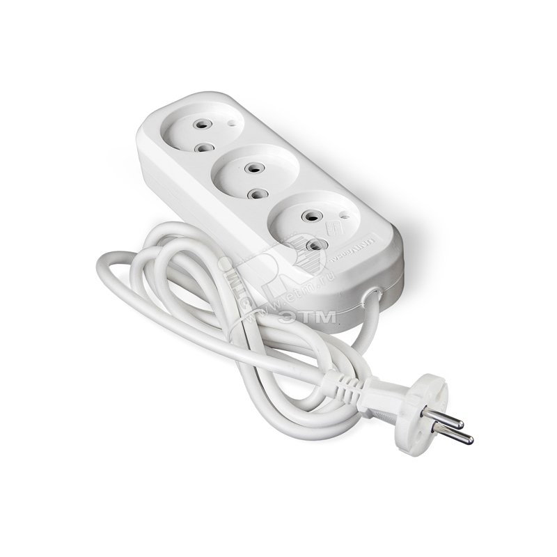 Удлинитель бытовой Е-203 ПВС 2-0.75 3 гнезда 2м 9631963