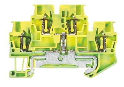 Клемма сдв. заземл. WKF 1,5 E2/SL/35 - Этажная заземляющая клемма, тип фиксации провода: пружинный, номинальное сечение: 1,5 мм кв., 500V, ширина: 4 мм, цвет: желто-зеленый, тип монтажа: DIN 35