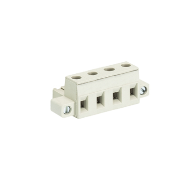 Розетка Wiecon 8313 B / 4 F OB - Розеточный разъем, угловой, на кабель, с монтажными фланцами, шаг 7,50 мм, 4 полюса, номинальное сечение: 2,5 мм кв., винтовая фиксация провода, 690V, 12А, без маркировки, цвет: серый, серия 8313 F OB