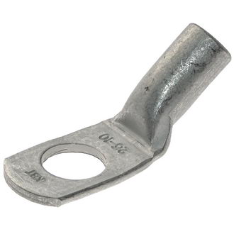 ТМЛС (45*)25-10 - Наконечник кабельный медный луженый стандарта «КВТ» кольцевой М10 с хвостовиком под 45° для опрессовки проводов сечением 25 мм2