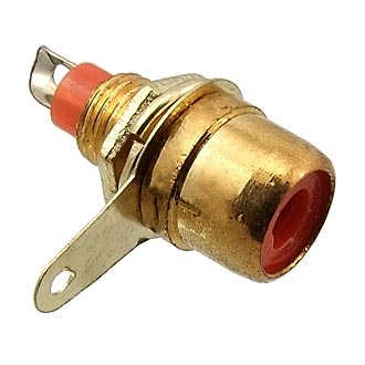 7-0234R GOLD / RS-115G - Гнездо RCA Gold на корпус с гайкой