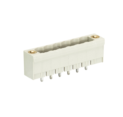 Вилка Wiecon 8113 S / 6 GF OB - Вилочный разъем, вертикальный, на плату, с монтажными фланцами, шаг 5,00 мм, 6 полюсов, фиксация на плате пайкой, 300V, 12А, без маркировки, цвет: серый, серия 8113 SE G Вилка Wiecon 8113 S / 6 GF OB - Вилочный разъем, вертикальный, на плату, с монтажными фланцами, шаг 5,00 мм, 6 полюсов, фиксация на плате пайкой, 300V, 12А, без маркировки, цвет: серый, серия 8113 SE G