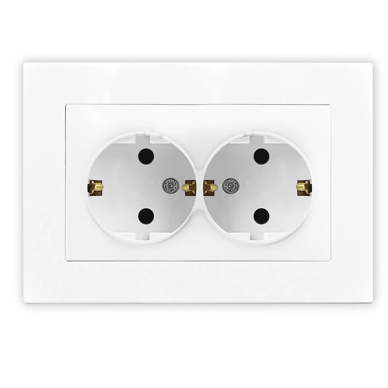 Розетка 2-м СП Афина 16А IP20 с заземл. в сборе бел. A0128