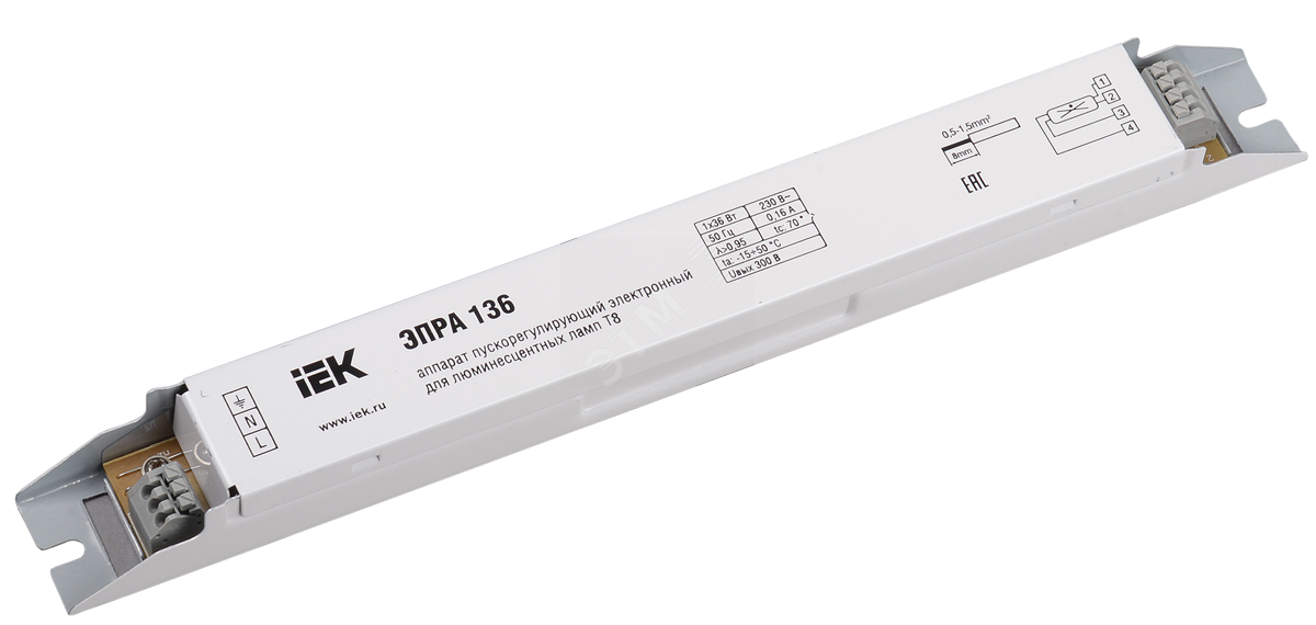 ЭПРА 136 для линейных ЛЛ Т8 LLV136D-EBFL-1-36