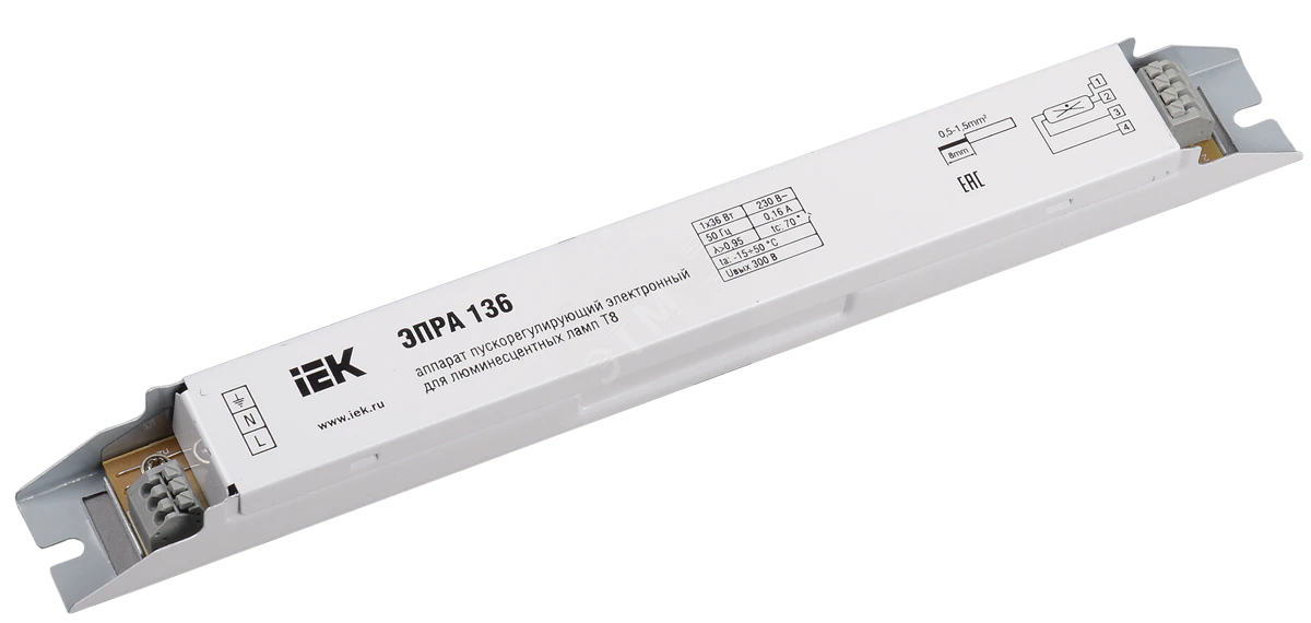 ЭПРА 136 для линейных ЛЛ Т8 LLV136D-EBFL-1-36