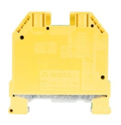 Клемма заземл. WKN 10 SL /U - Заземляющая клемма, тип фиксации провода: винтовой, номинальное сечение: 10 мм кв., 800V, ширина: 10 мм, цвет: желто-зеленый, тип монтажа: DIN 35