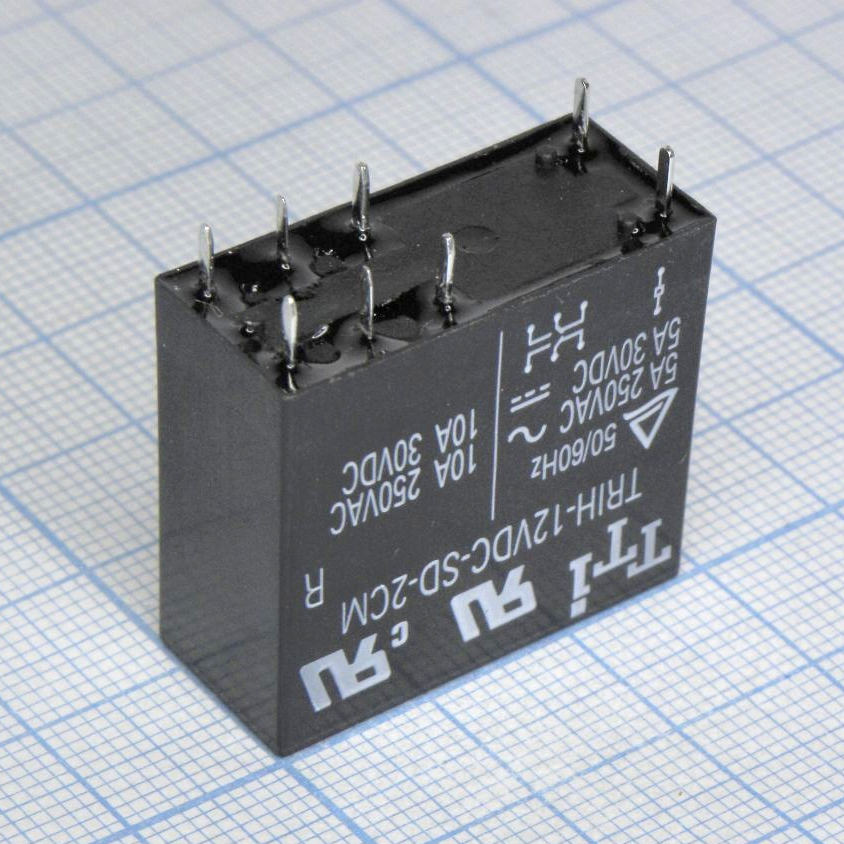 TRIH-12VDC-SD-2CM-R - миниатюрное 12VDC, 10А, 2переключения