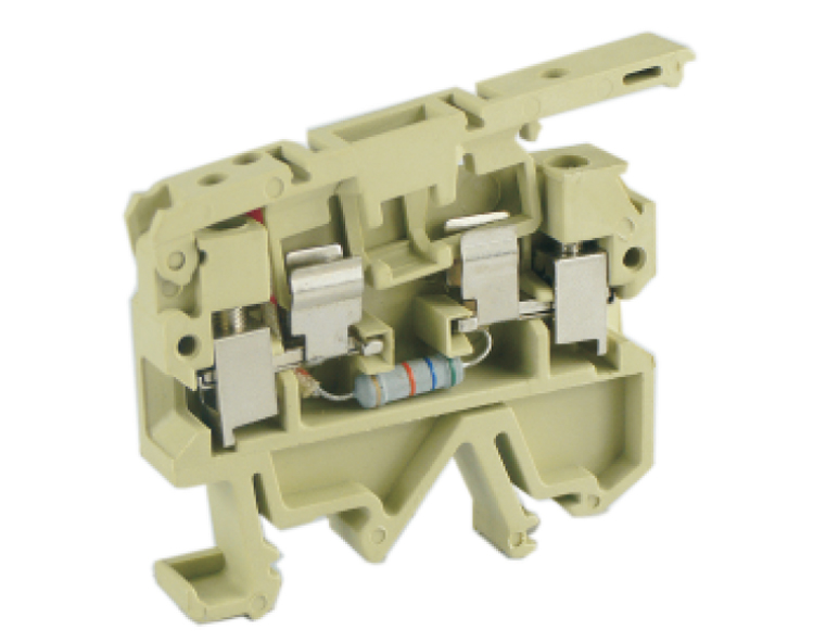 Предохранительная клемма USK-2.5RDX250 - Предохранительная клемма, 5X25, с LED 250V, тип фиксации провода: винтовой, номинальное сечение: 2,5 мм кв., до 6,3A, 500V, ширина: 8 мм, цвет: бежевый, тип монтажа: DIN 35