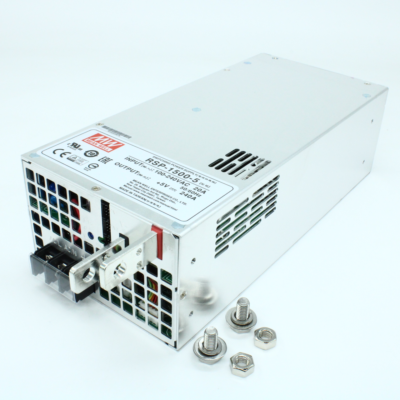 RSP-1500-5 - AC-DC, 1200Вт, вход 90…264V AC, 47…63Гц /127…370В DC, выход 5В/240A, рег. вых=±10%Uном,  изоляция 3000В AC, в корпусе 278х127х83.5мм, -20…+70°С
