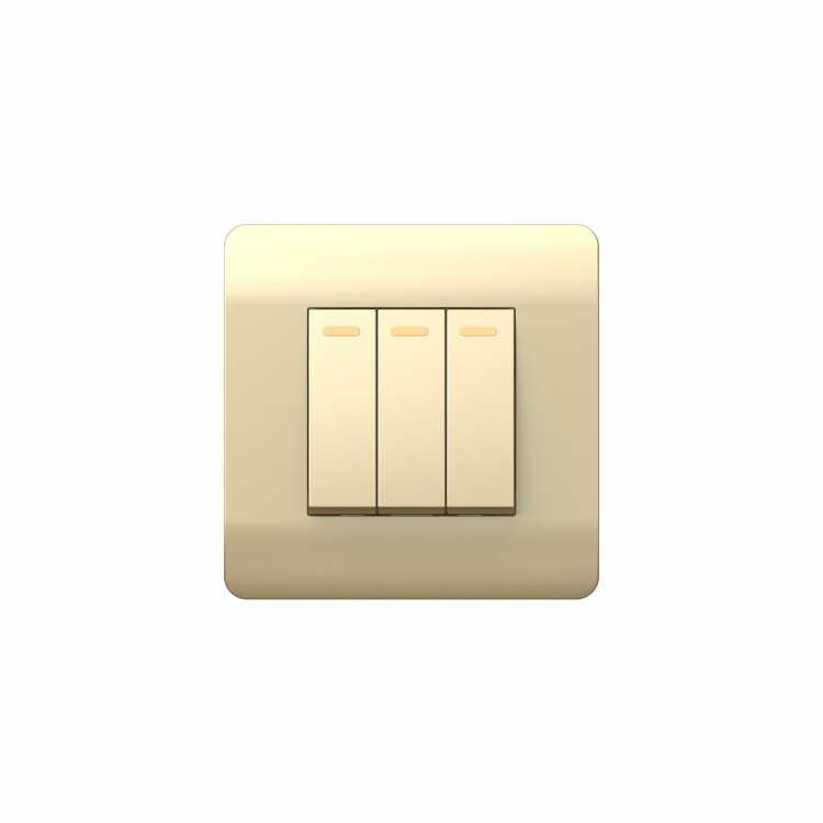 Переключатель 3-кл. NEW3-E 10А с подсветкой шампань 431512