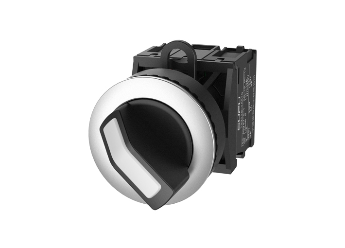 Селекторный переключатель (черный) TS2523-1CD60-S20 - Переключатель, короткая ручка, 3-х позиционный, пружинный самовозврат из левого положения, LED AC/DC 24V, утопленное алюминиевое переднее кольцо, с мгновенным нажатием, с контактной группой 2NO, диамет