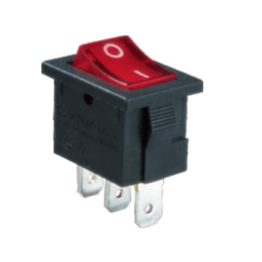 RK2-16 1X1 B/R"0-" - Выключатель клавишный ON-OFF без подсветки цвет корпуса (черный) цвет кнопки (красный)