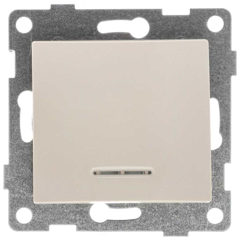 Выключатель 1-кл. СП Bravo 10А 250В с индикацией механизм беж. С10В18-003