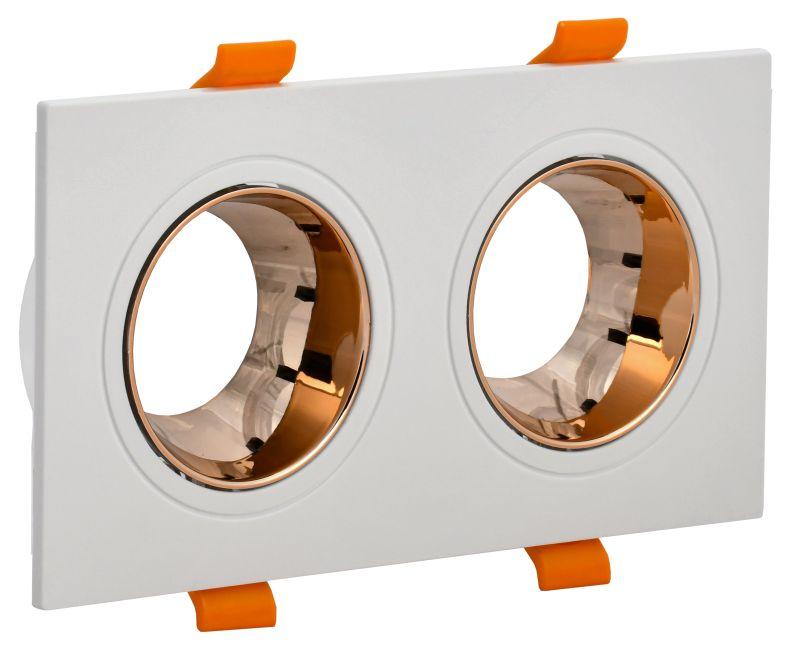 Светильник 4108 встраиваемый поворотный 2хGU10 бел./зол. пласт. LT-UVB0-4108-GU10-2-K22