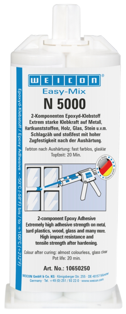 wcn10650250 - 10016374 WEICON Easy-Mix N 5000 (50 мл) Эпоксидный клей затвердевающий 20 минут, прозрачный