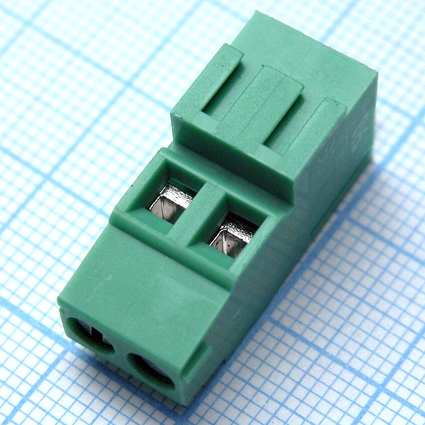 DG500H-5.0-02P-14-00A(H) - Винтовой клеммный блок c рельефной обоймой, 2 контакта. Серия DG500H-5.0