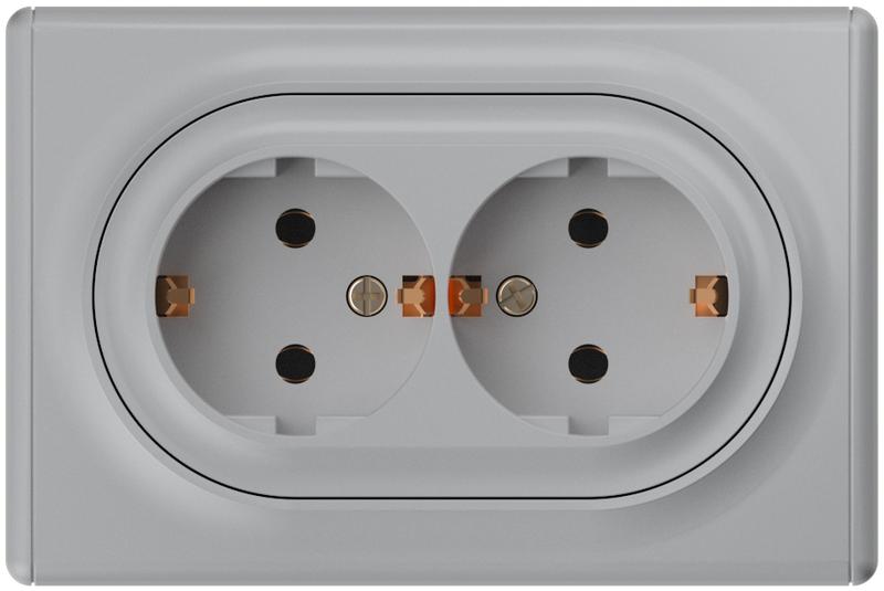 Розетка 2-м СП Florence 16А IP20 с заземл. винт. клеммы сер. 1E10401302 2172836