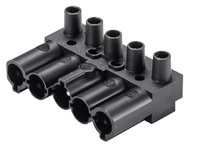 Контактная группа 92.052.3353.1 - Вилочная контактная вставка, 5 полюсов, винтовая фиксация, номинальные характеристики: 250/400V, 20A, цвет: черный, серия gesis GST18i5