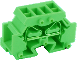 Клемма MINI UJ2-2.5/2X2(GN) - Мини клемма, 4 точки подключения в клемме, тип фиксации провода: пружинный, номинальное сечение: 2,5 мм кв., 24A, 500V, ширина: 10 мм, цвет: зеленый, тип монтажа: в зависимости от торцевой крышки