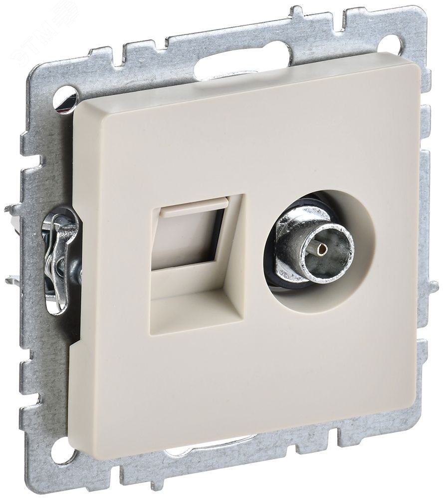 Розетка компьютерная + телевизионная 2-м Brite РТВ/РК12-БрКр RJ45 кат.5E + TV беж. BR-AK20-1-K10