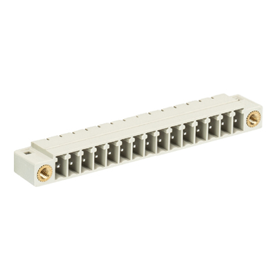 Вилка Wiecon 8513 S / 15 W F - Вилочный разъем, горизонтальный, на плату, с монтажными фланцами, шаг 3,5 мм, 15 полюсов, фиксация на плате пайкой, 250V, 8А, без маркировки, цвет: серый, серия 8513 S WF