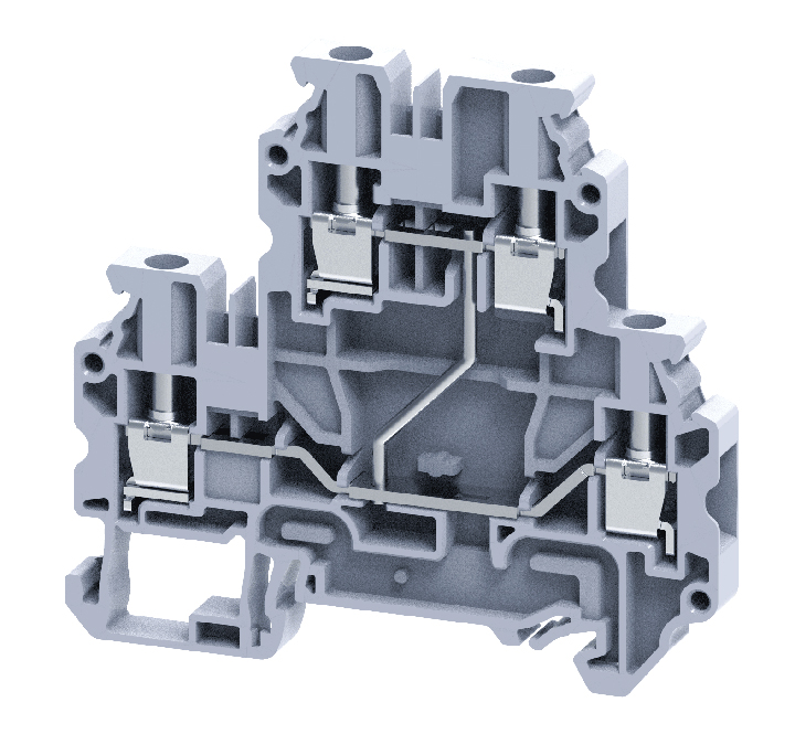 Этажная клемма CYDL4(I.S) - Этажная клемма, межэтажное соединение, тип фиксации провода: винтовой, номинальное сечение: 4 мм кв., 32A, 800V, ширина: 6 мм, цвет: серый, тип монтажа: DIN 35