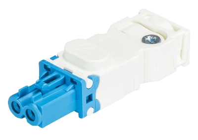 Разъем GST15I2S B1 ZR1WW BL02 - Розеточный разъем на кабель диам. 6 - 7,7 мм, 2 полюса, SELV, винтовая фиксация, номинальное напряжение: 50V, номинальный ток: 16A, цвет корпуса: белый, цвет контактной вставки: синий, серия gesis GST15i2