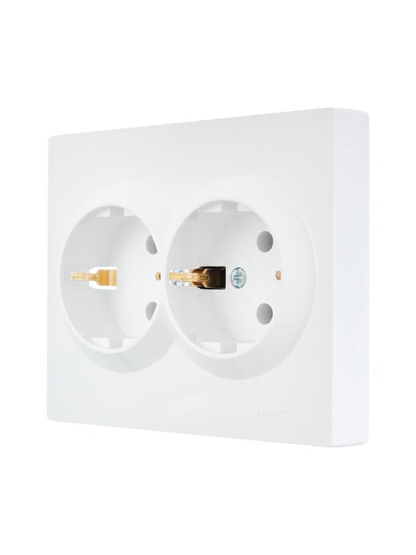 Розетка 2-м СП VESNA с заземл. ПБТ бел. 742-0200-127B