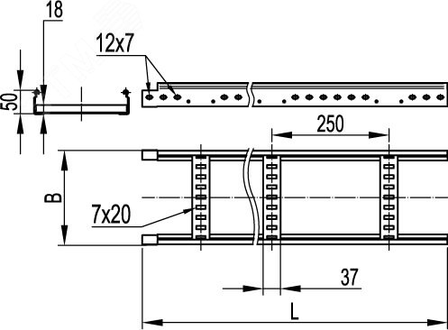 Лоток лестничный 50х400 плюс L=3000мм горячеоцинкованный LI5040HDZ