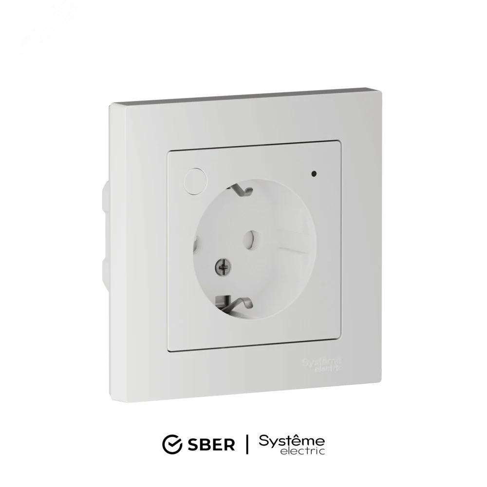 ATLASDESIGN SMART РОЗЕТКА с заземл., со шт., Zigbee, L+N, 16А, мех., БЕЛЫЙ ATN000145Z