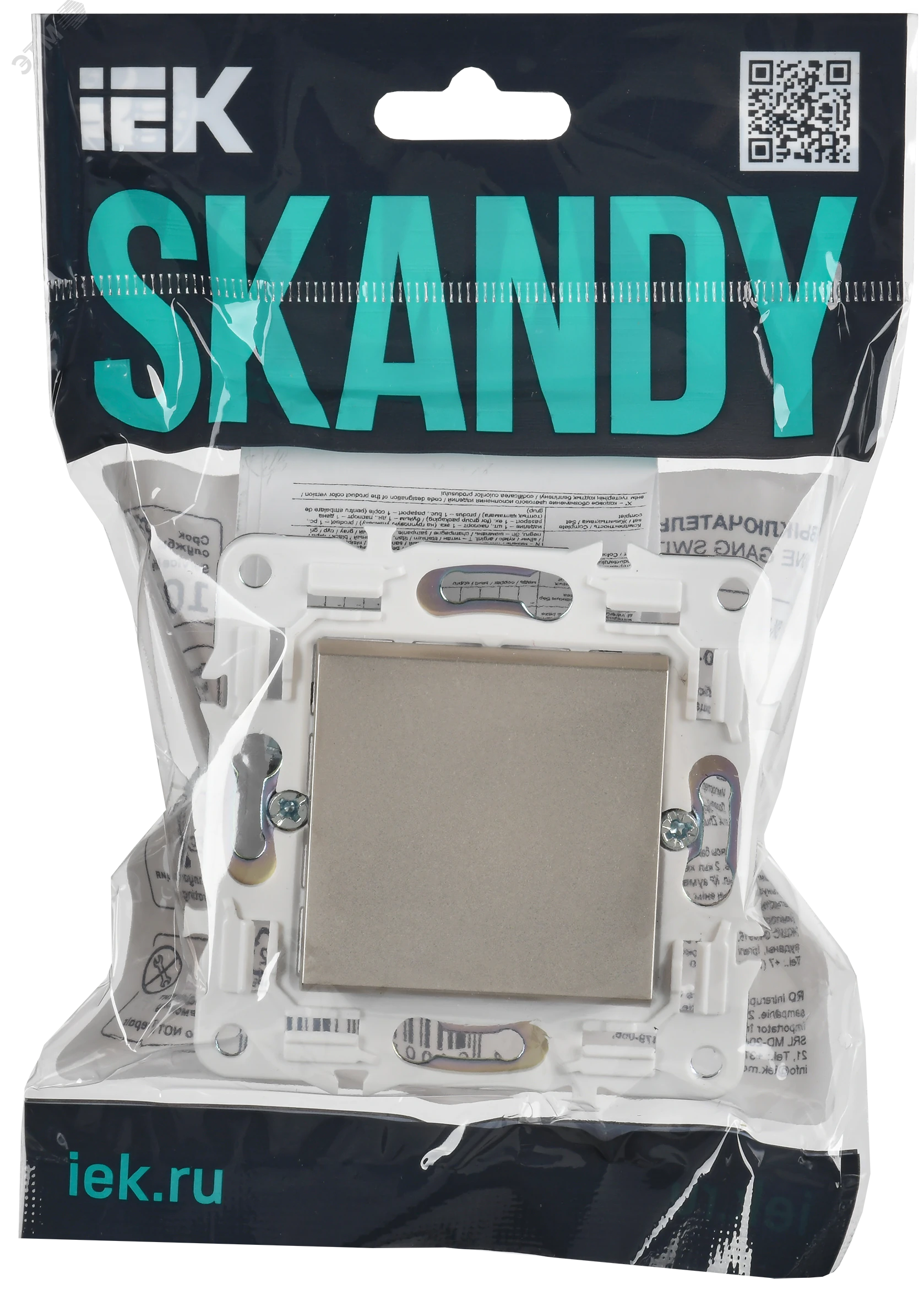SKANDY Выключатель 1-клавишный проходной 10А SK-V02Sh шампань IEK SK-V12-0-10-K37