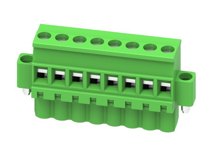 Розеточный разъем на кабель MC-RE5.0V07C-RK-0001 - Розеточный разъем, угловой, на кабель, шаг: 5.0 мм, 7 полюсов, фиксация провода винтовая, исполнение: с монтажными фланцами, 320V, 12A, цвет: зеленый