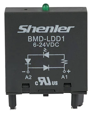 Модуль BMD-LDD1 6-24V DC - Модуль для реле, 6 - 24VDC, зеленый светодиод, диод (+А1/-А2), цвет: черный, для колодок: STB14, SEB11-E, SUB*-E, GZP8, GZP11, MT 78 740(745)