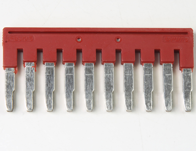 Соединительная перемычка UFBS 10-5 - Соединительная перемычка, втычная, изолированная, 10 полюсов, для клемм: UKJ-W2.5, UJ5-2.5, цвет: красный