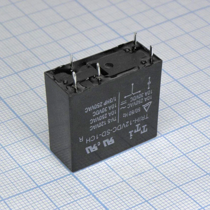 TRIH-12VDC-SD-1CH-R - миниатюрное 12VDC, 16А, 1переключение