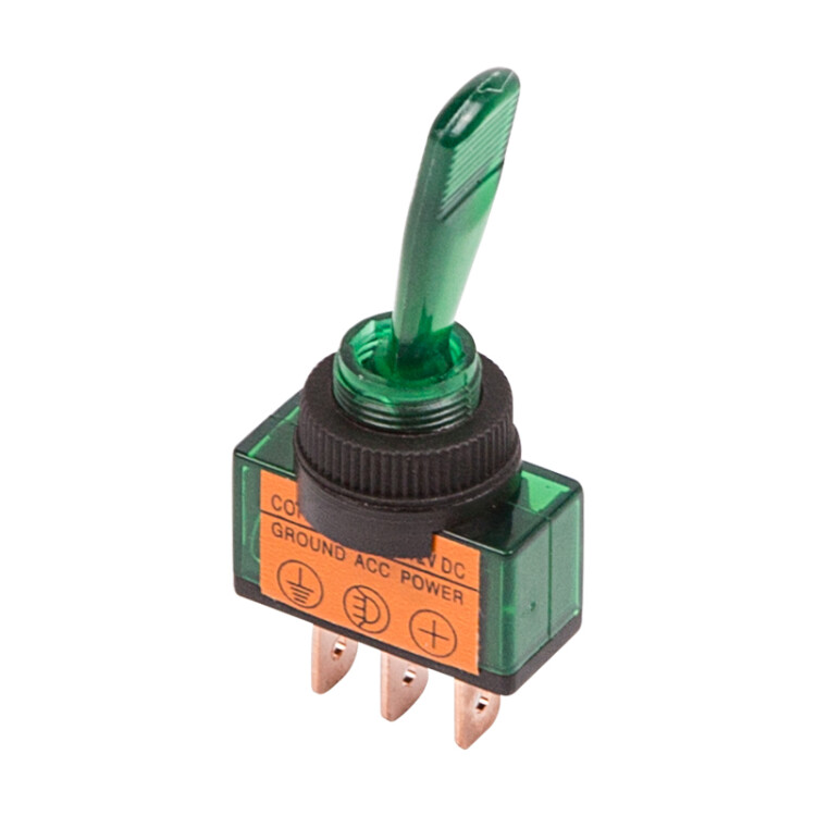 ASW-13D-G - Тумблер с зеленой LED подсветкой ON-OFF 20A 12В