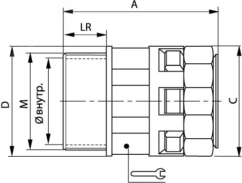 Муфта труба-коробка DN 23 мм, М32х1,5, полиамид, цвет черный PAM23M32N